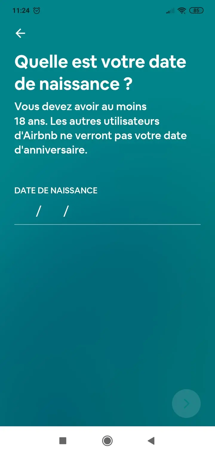 Page de date de naissance